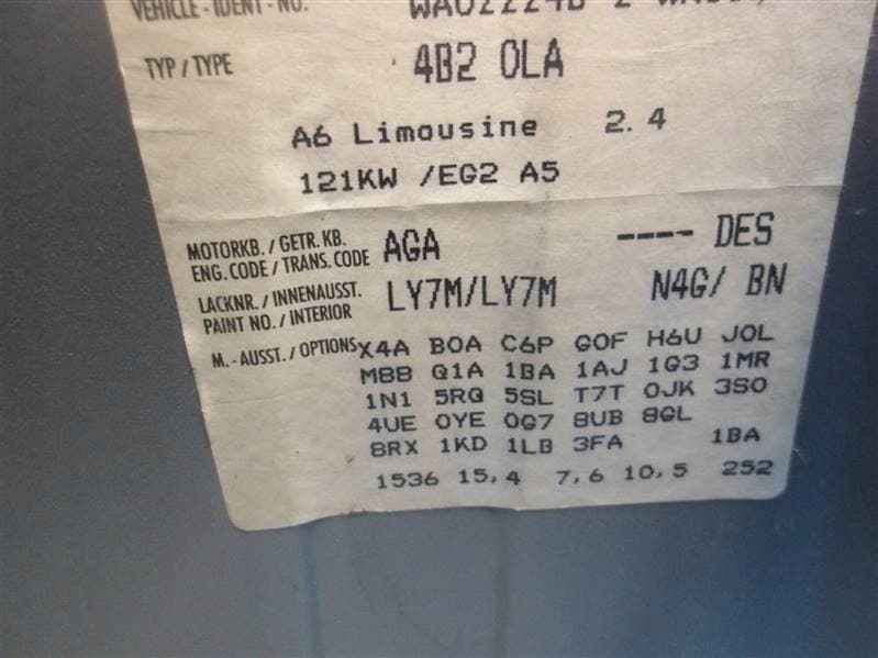 Moteur AGA pour Audi A6 2.4 Petrol